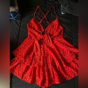 Red jumper flowy dress